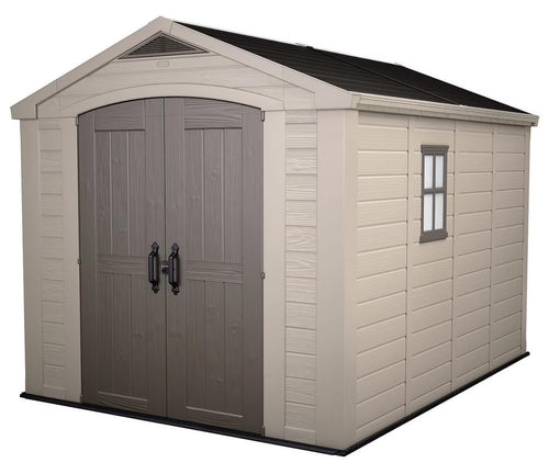 Factor 8 x 11 Foot All Weather Resin Outdoor Storage Shed, Taupe