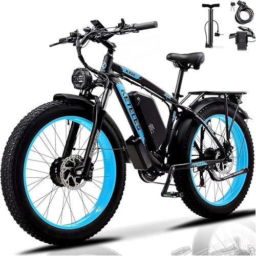 Electric Bike for Adults, Peak 4000W Dual Motor Ebike，26" Fat Tire Electric Mountain bike, 48V 23AH Removable Battery UL 2849.
