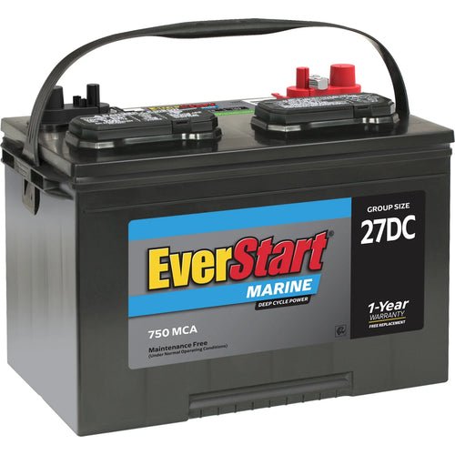 Lead Acid Marine & RV Deep Cycle Battery, Group Size 27DC 12 Volt, 750 MCA*