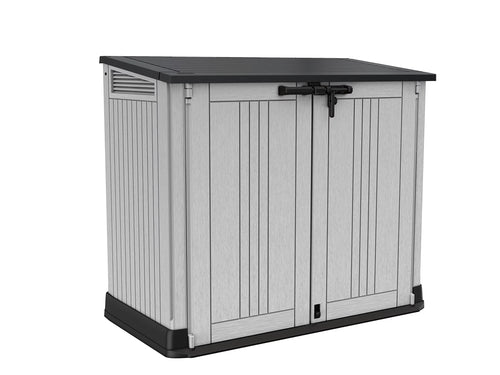 Store-It-Out Prime 4.3 x 3.7 ft. Outdoor Resin Storage Shed with Easy Lift Hinges, Perfect for Yard Tools, Pool Toys and Garden Accessories, Grey