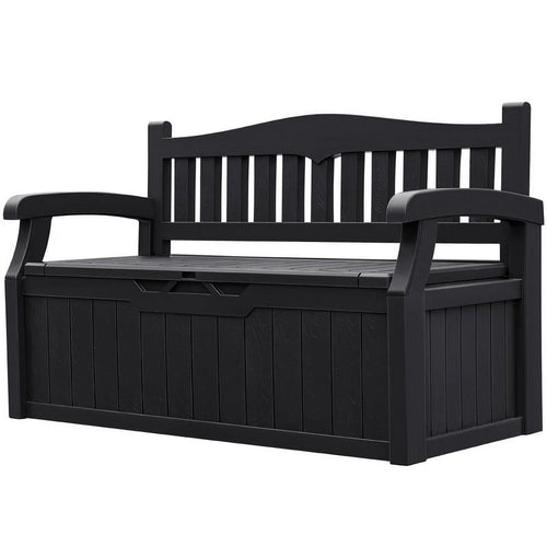 80 Gallon Plastic Storage Bench Made Of Durable Weatherproof Resin And Deck-Box Organized Storage Compartment For Outdoor Patios And Lawns,Black