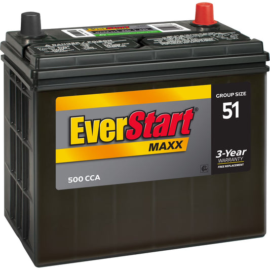 Maxx Lead Acid Automotive Battery, Group Size 51 12 Volt, 500 CCA