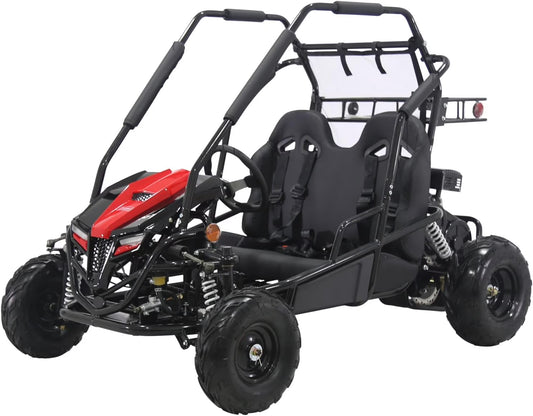 GK200 196cc Gas Powered Go-Kart, Two-Seater Off-Road Vehicle Up to 23 MPH, Rugged Suspension, Pull-Start Engine, Ages 13+, Red