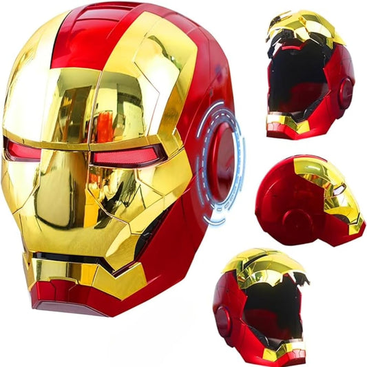 Iron-HeroMan Helmet, New Iron-superhero Mask with Jarvis Voice & Remote&Touch Controlled Open/Close, Collectible Real-life,Superhero Mask for Halloween Costume Christmas Birthday Cosplay Party