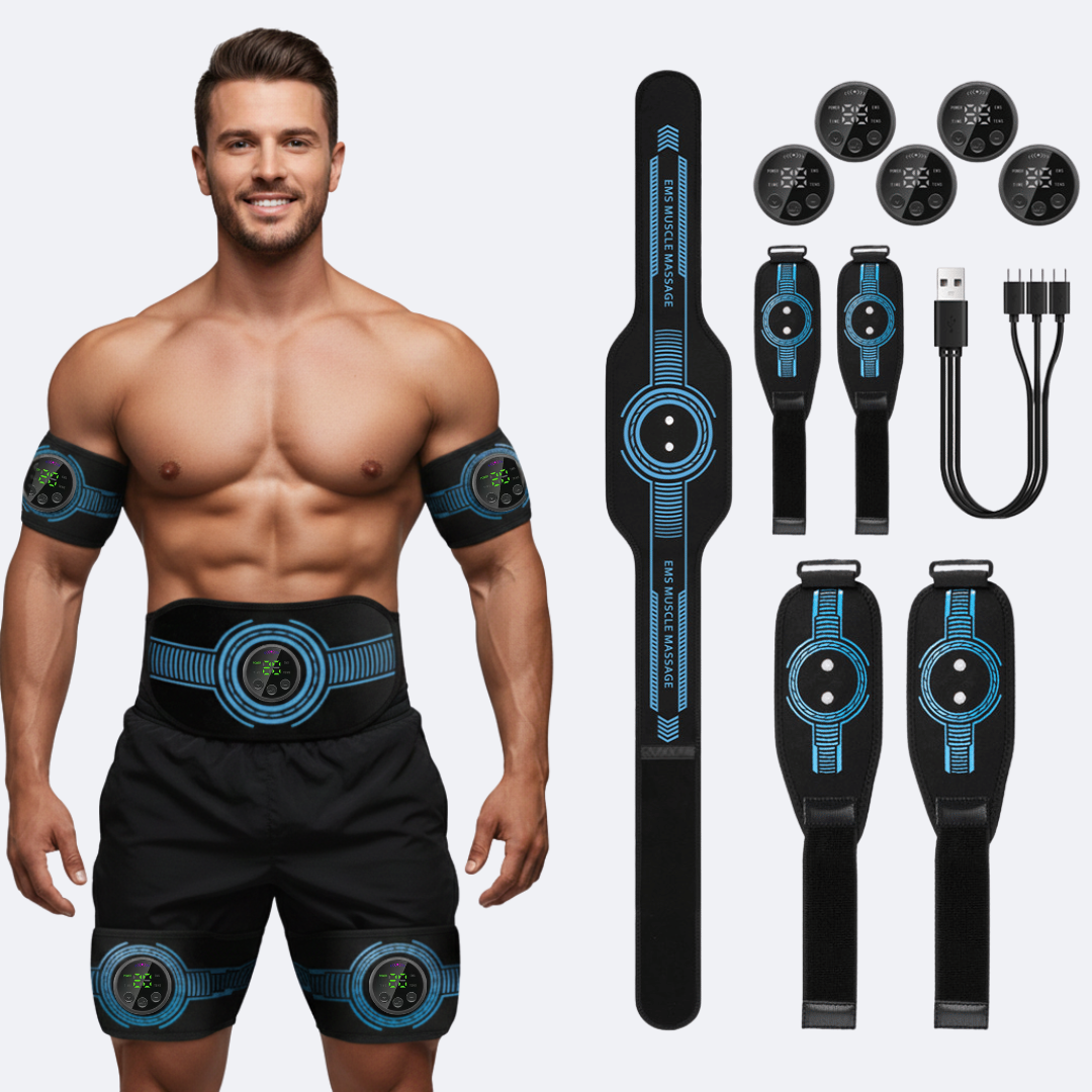 EMS Abs Stimulator Belt – Abs & Arms & Legs Full Body Toning Set for Men & Women