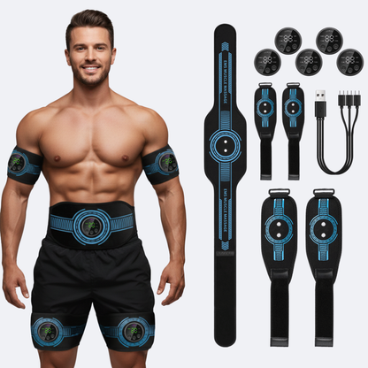 EMS Abs Stimulator Belt – Abs & Arms & Legs Full Body Toning Set for Men & Women