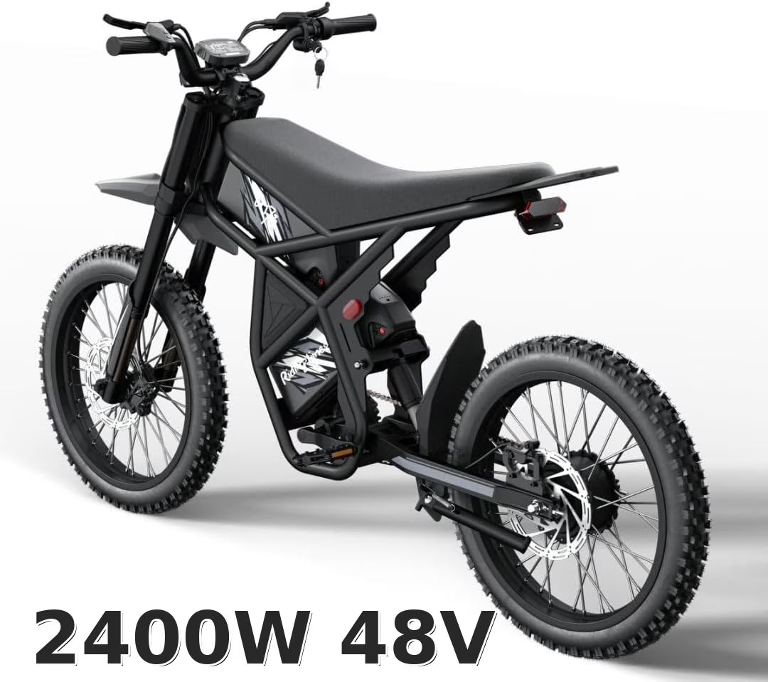 Ridingtimes GT73 Electric Motorbike 2400W 48V 18.2AH*2 Electric BIKE with 25" tires digital screen Carbon Steel,BLACK