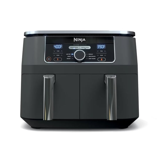 Foodi 8 qt 2-Basket Air Fryer, Black - DualZone Technology, Smart Finish