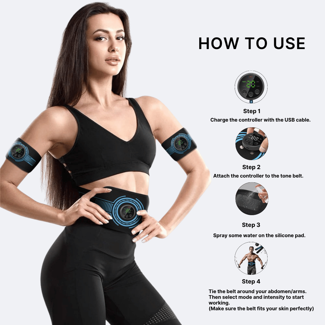 EMS Abs Stimulator Belt – Abs & Arms & Legs Full Body Toning Set for Men & Women